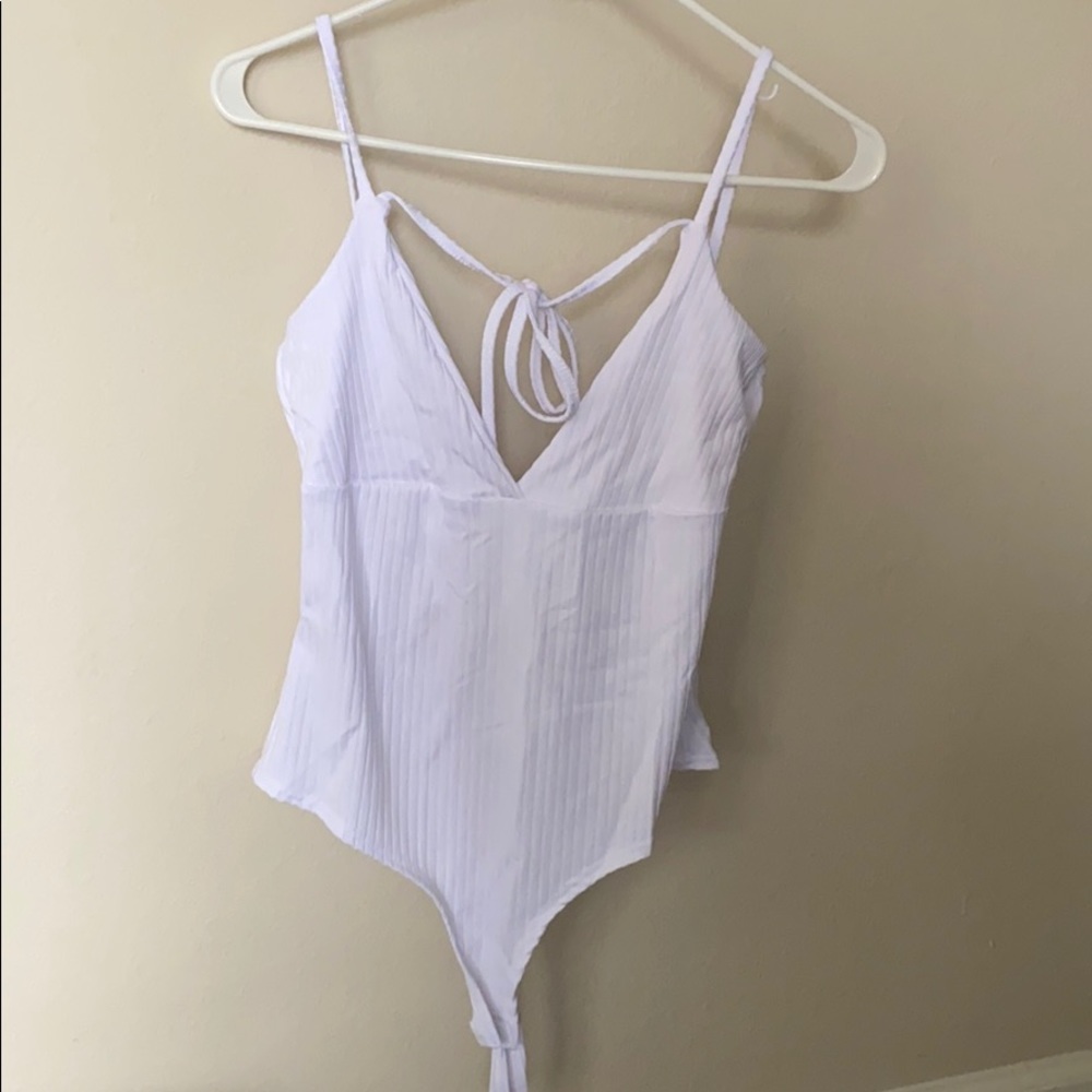 White ribbed romper